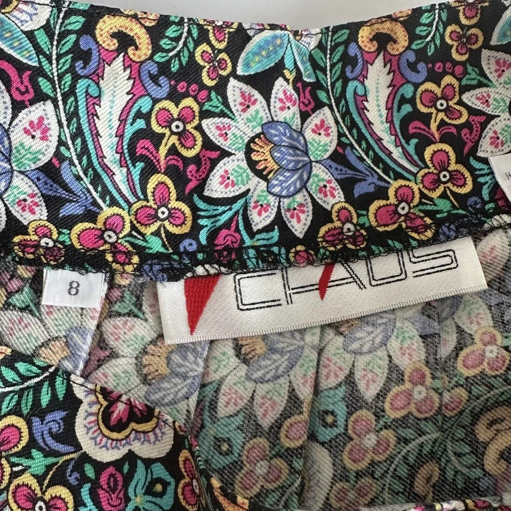CHAUS Floral Paisley Rayon Maxi Skirt Sz 8 Psychedelic Festival Boho Japan Vtg‎